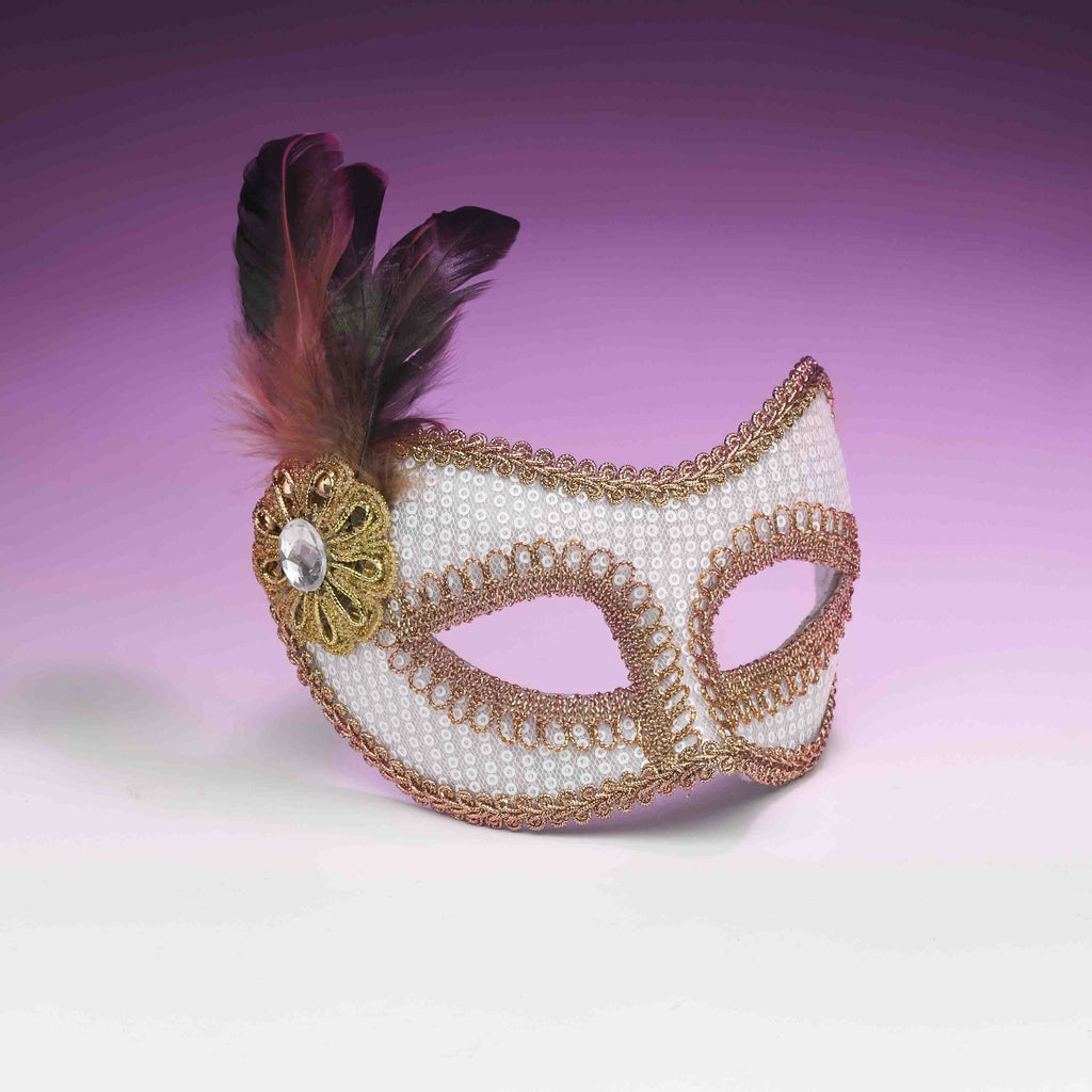 Sequin COstume Eye Mask White - Rubies Costumes & Accessories - HalloweenCostumes4U.com - Accessories