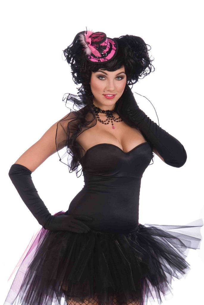 Pink/Black Burlesque Woman Mini Hat - Rubies Costumes & Accessories - HalloweenCostumes4U.com - Accessories