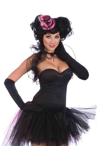 Pink/Black Burlesque Woman Mini Hat - Rubies Costumes & Accessories - HalloweenCostumes4U.com - Accessories