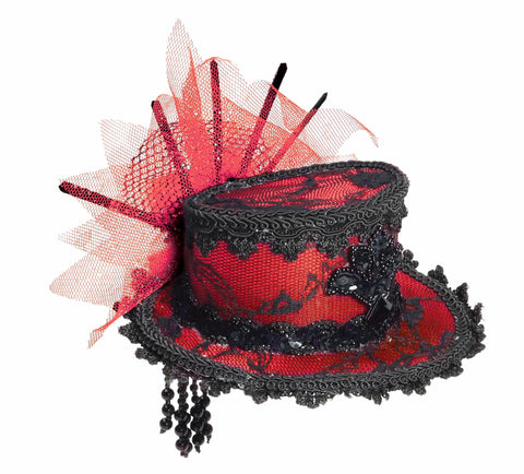 Mini Lace Halloween Hat Red and Black - Rubies Costumes & Accessories - HalloweenCostumes4U.com - Accessories