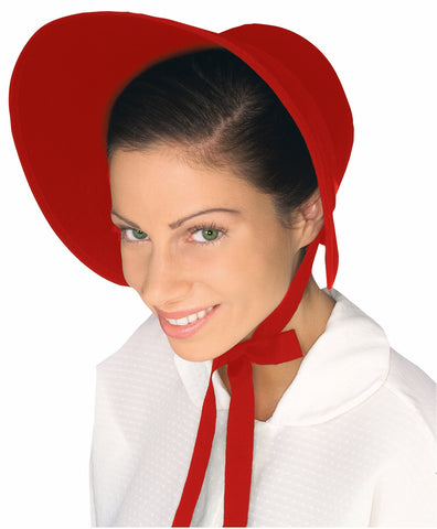 Colonial Lady Bonnet Red - HalloweenCostumes4U.com - Accessories