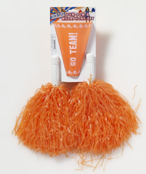 Cheerleader Pom Poms and Megaphone - Various Colors - HalloweenCostumes4U.com - Costume Props & Accessories