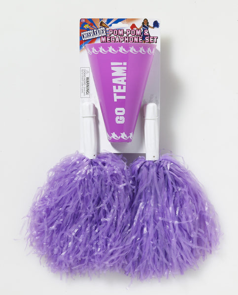 Cheerleader Pom Poms and Megaphone - Various Colors - HalloweenCostumes4U.com - Costume Props & Accessories
