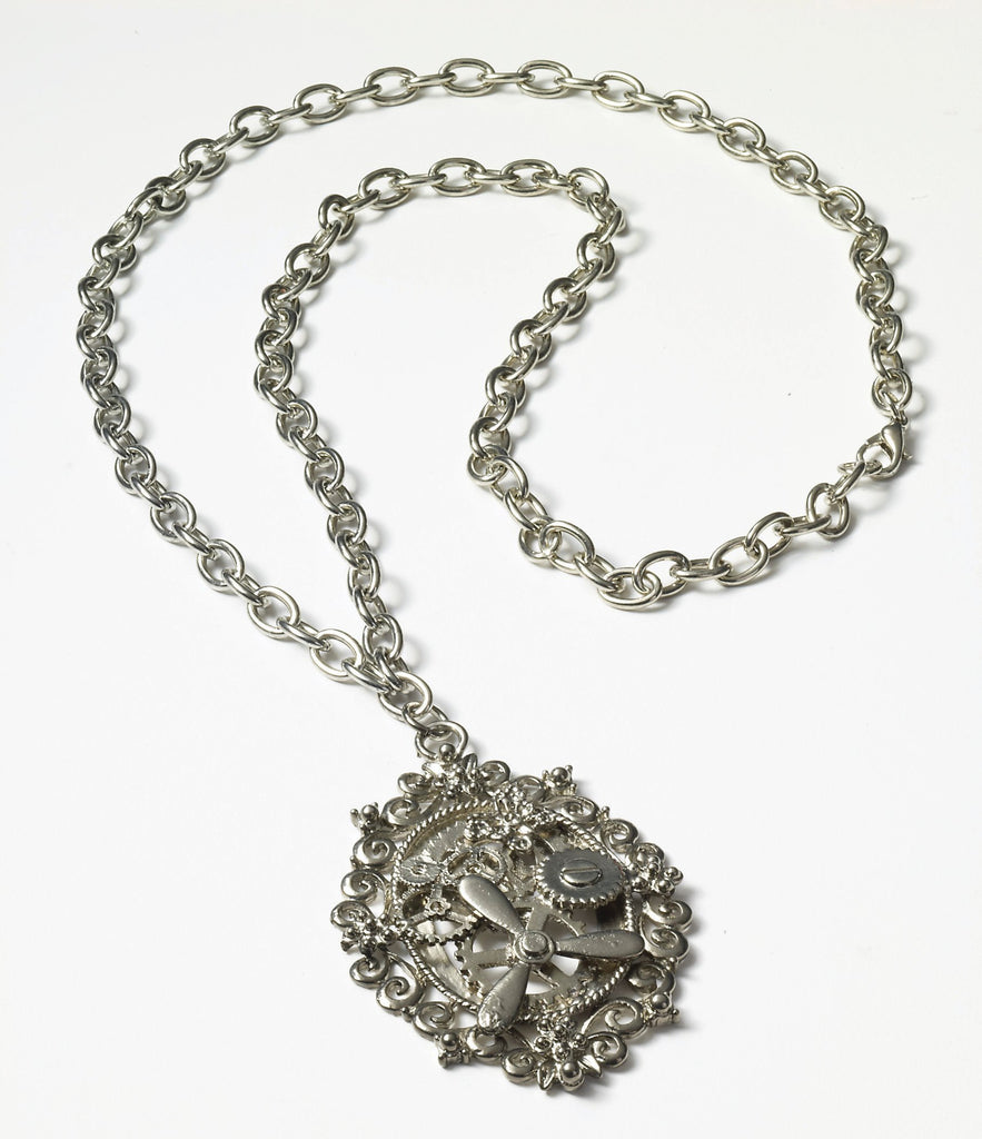 Steampunk Silver Gear Necklace - Rubies Costumes & Accessories - HalloweenCostumes4U.com - Accessories