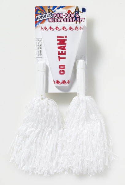 Cheerleader Pom Poms and Megaphone - Various Colors - HalloweenCostumes4U.com - Costume Props & Accessories