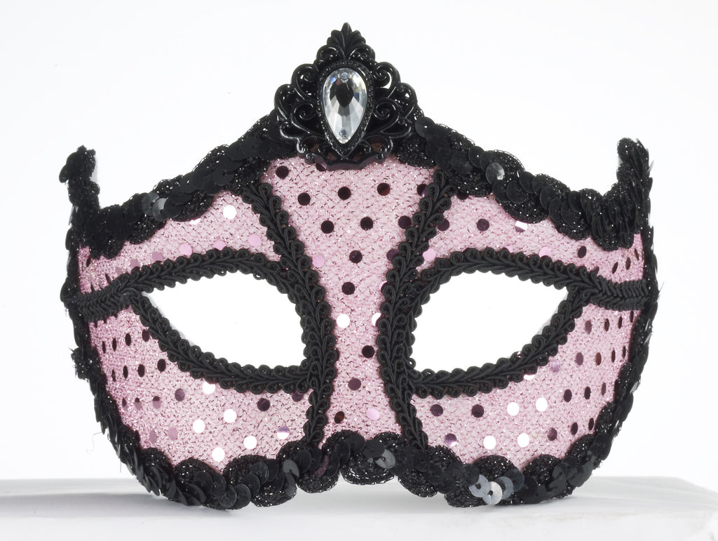 Mask-Half W/Glass-Pink W/Sequn - Rubies Costumes & Accessories - HalloweenCostumes4U.com - Accessories