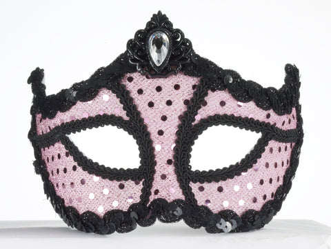 Mask-Half W/Glass-Pink W/Sequn - Rubies Costumes & Accessories - HalloweenCostumes4U.com - Accessories