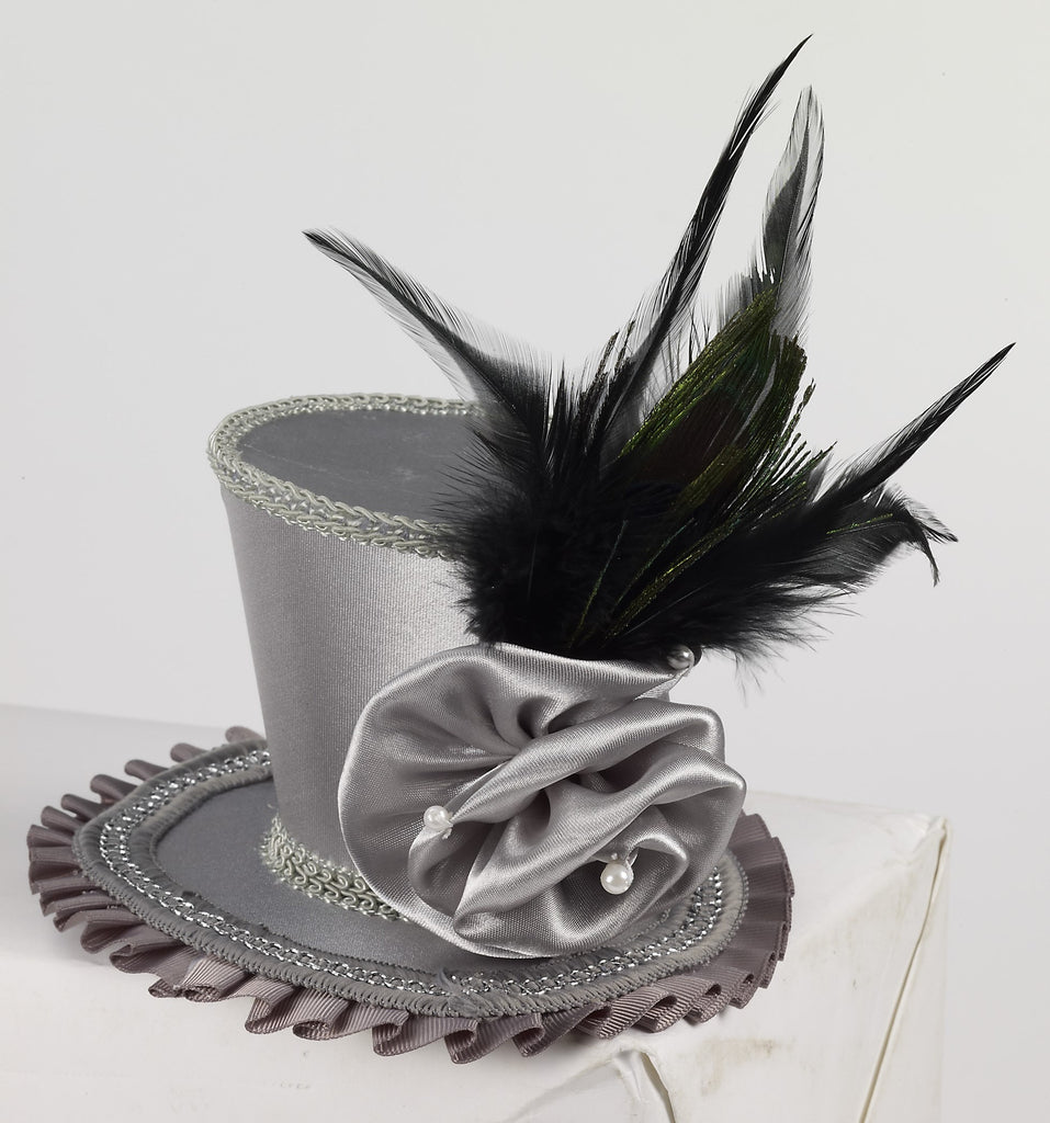 Mini Top Hat W/Rose-Gray - Rubies Costumes & Accessories - HalloweenCostumes4U.com - Accessories