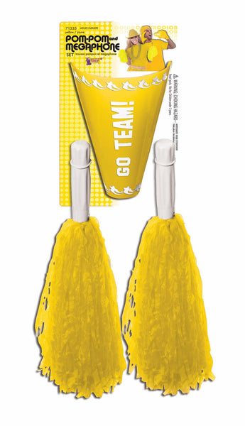 Cheerleader Pom Poms and Megaphone - Various Colors - HalloweenCostumes4U.com - Costume Props & Accessories