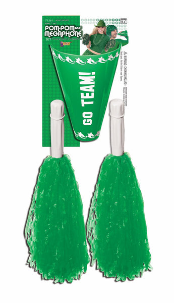 Cheerleader Pom Poms and Megaphone - Various Colors - HalloweenCostumes4U.com - Costume Props & Accessories