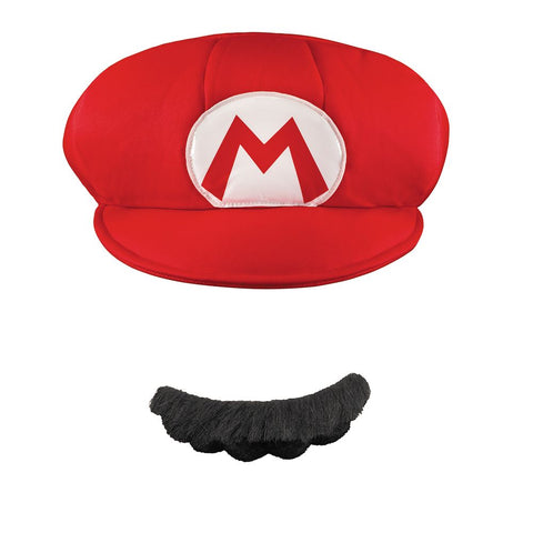 Adults/Teens Nintendo Mario Hat & Mustache Costume Accessories
