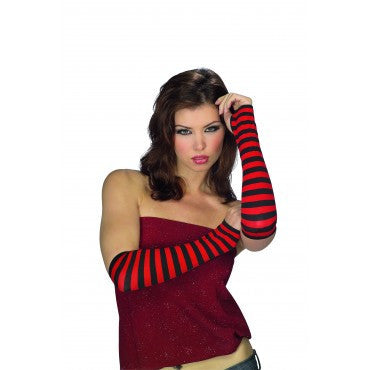 Red and Black Striped Fingerless Gloves - Rubies Costumes & Accessories - HalloweenCostumes4U.com - Accessories