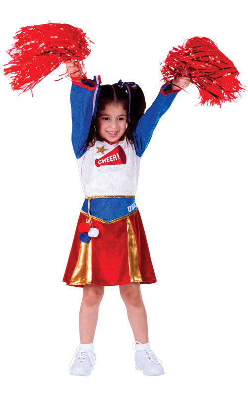 Girls American Cheerleader Costume - Dress Up America Costumes & Accessories - HalloweenCostumes4U.com - Kids Costumes