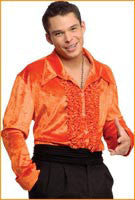 Mens Orange Retro Velvet Disco Shirt - Rubies Costumes & Accessories - HalloweenCostumes4U.com - Adult Costumes