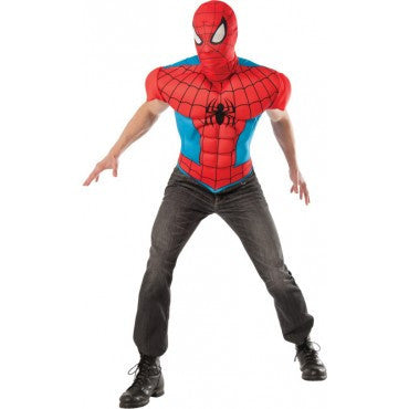 Mens Spider-Man Muscle Chest Shirt and Mask - Rubies Costumes & Accessories - HalloweenCostumes4U.com - Adult Costumes