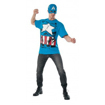 Mens Classic Captain American T-Shirt Costume - Rubies Costumes & Accessories - HalloweenCostumes4U.com - Adult Costumes
