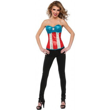 Womens Captain America Sequin Corset - Rubies Costumes & Accessories - HalloweenCostumes4U.com - Adult Costumes