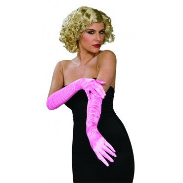 Pink Retro Satin Stretch Gloves - Rubies Costumes & Accessories - HalloweenCostumes4U.com - Accessories