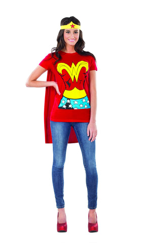 Womens Wonder Woman T-Shirt Set - Rubies Costumes & Accessories - HalloweenCostumes4U.com - Adult Costumes