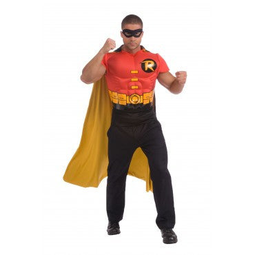 Mens Justice League Robin Muscle Chest Shirt - Rubies Costumes & Accessories - HalloweenCostumes4U.com - Adult Costumes
