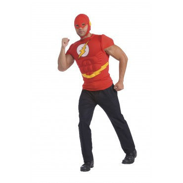 Mens Justice League the Flash Muscle Chest Shirt - Rubies Costumes & Accessories - HalloweenCostumes4U.com - Adult Costumes