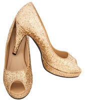 Gold Glitter Peep Toe Pumps - Rubies Costumes & Accessories - HalloweenCostumes4U.com - Accessories