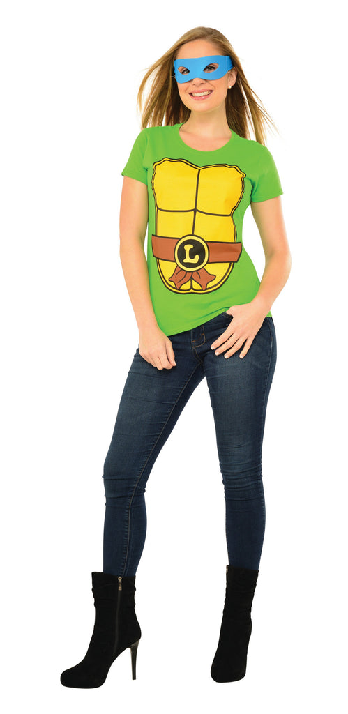 Womens Ninja Turtles Leonardo Shirt & Mask - HalloweenCostumes4U.com - Adult Costumes