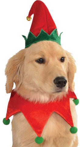 Pets Elf Hat w/ Bell and Collar
