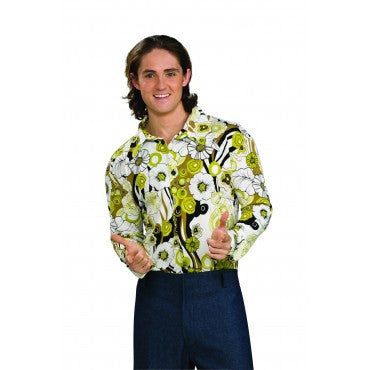 Mens Groovy Green Floral Print Shirt - Rubies Costumes & Accessories - HalloweenCostumes4U.com - Adult Costumes