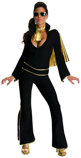 Womens/Teens Black Elvis Jumpsuit Costume - HalloweenCostumes4U.com - Adult Costumes