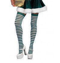 Green and White Striped Thigh Highs - HalloweenCostumes4U.com - Accessories