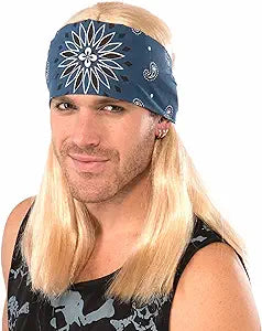 Blonde 80's Rock Star Bandana Wig