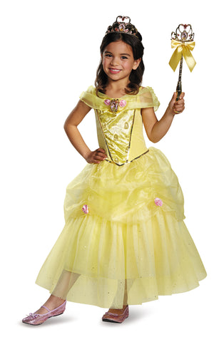 Girls Disney Princess Deluxe Belle Costume - HalloweenCostumes4U.com - Kids Costumes