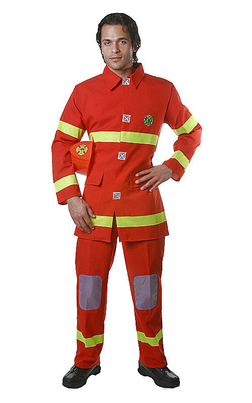 Mens Red Fire Fighter Costume - Dress Up America Costumes & Accessories - HalloweenCostumes4U.com - Adult Costumes