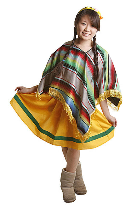 Girls Mexican Poncho Costume - Dress Up America Costumes & Accessories - HalloweenCostumes4U.com - Kids Costumes