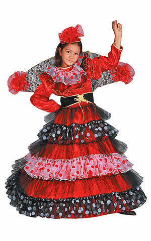 Girls Flamenco Dancer Costume - Dress Up America Costumes & Accessories - HalloweenCostumes4U.com - Kids Costumes
